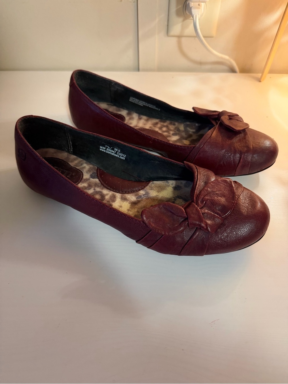 Born Women’s Bow-Accent Flats in Burgundy